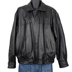 Ford Black Leather Jacket Men's XL Built Ford Tough